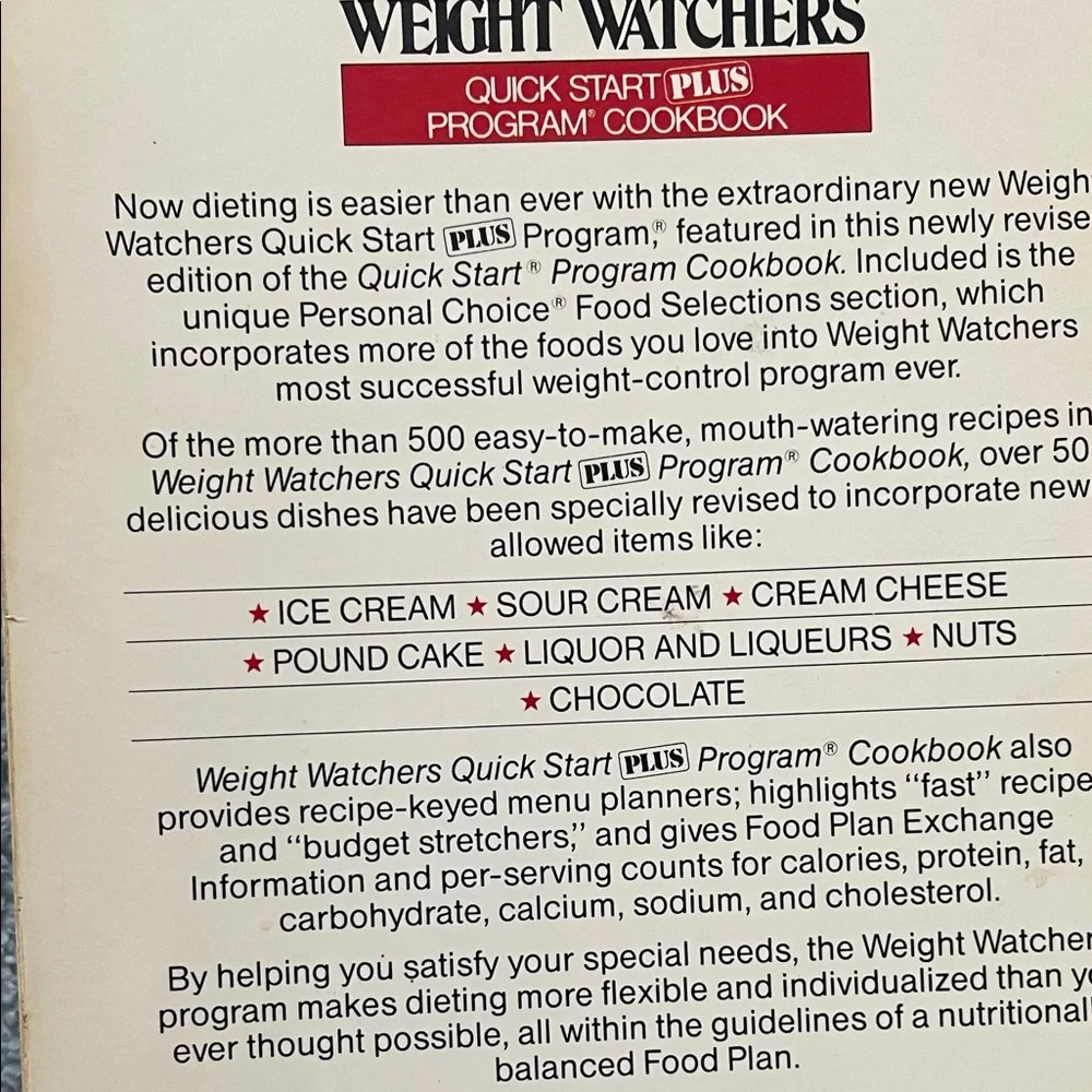 Vintage 80s-90s Weight Watchers Quick Start Program Cookbook 500 Recipes